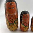 Set Of 4 Vintage Girls Wooden Nesting Indian Themed India