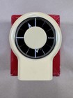 Vintage 1970s Bulova  complete Set  Space Age Beige Pedestal Alarm Clock Wpapers