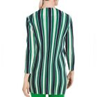 Chico s Travelers Women s Green Blue White Stripe Open Front Jacket Size 1   M