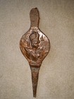 Vintage Fancy Brass copper Eqyptian Motif Repousse Fireplace Bellow Signed  hr 