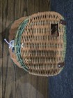 Vtg Fly Fishing Basket For Fisherman   s Belt Decorative Woven Wicker Wooden Fish