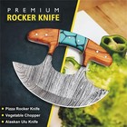 Shard Intuit Alaskan Ulu Knife W sheath  Hand Forged 5 8  Damascus Pizza Cutter