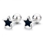 Women Silver Black Small Star Ear Stud Earrings Trendy Jewelry Surgical Steel