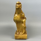 Vintage Tang Style Ceramic Horse Statue Golden Mustard Glaze Figurine Mcm