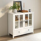 Storage Cabinet Sideboard Kitchen Cabinet With Glass Doors And Bell Handle