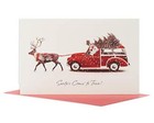  Deluxe Christmas Cards Boxed With Envelopes  Wonderful Deer Pulling Car