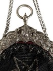 Antique Victorian Dutch 800 Silver Beaded Black Purse Ornate Frame