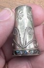 Vintage  Mexico Sterling Silver Thimble Abalone Border Edge