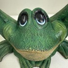 Vtg Whimsical Ceramic  oggy Froggy  Garden Statue - Large Green Frog Figurine