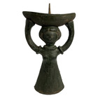 Vintage Cast Iron Folk Art Candle Holder In The Shape Of Corn Woman scandanavian