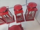 Red Metal   Glass Carriage Lantern Tealight Candle Holder