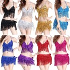 Belly Dance Costume Outfit Fancy Sequins Fringe Set Sexy Shiny Party Dance Suit