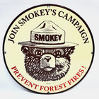Smokey The Bear     Prevent Forest Fires     Vintage Porcelain Sign - Pump Plate 