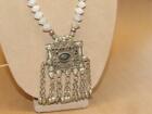 Vtg Antique Afghan Turkoman Turkmen Gemstone Glass   Dangle Kuchi Necklace 22   