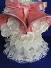 New Vintage  bridal Bells   Wedding Caketop  Pink Satin Bells  257