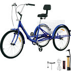 Foldable Tricycle Adult 26   Wheels Adult Tricycle 1-speed 3 Wheel Blue Bikes