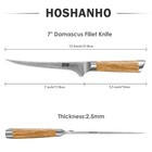 Hoshanho 7  Damascus Fillet Knife Vg10 Ultra Sharp Fish Knife With Magnet Sheath