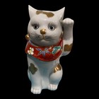Vintage Maneki Neko Lucky Beckoning Cat Kutani Pottery Statue 7 5    Tall Japanese