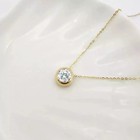 1ct Round Lab Created Diamond Bezel Solitaire Necklace 14k Yellow Gold Plated
