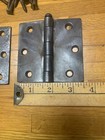 2 Vintage Stanley Mckinney Steel Door Hinges Hardware 3-1 2  X 3-1 2  W  Screws