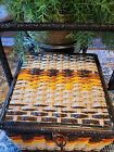 Sewing Basket Fall Colors Woven Medium 1970s