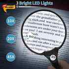 Large Magnifying Glass With Light 10x 20x 45x Illuminated Handheld Magnifier    