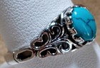 Vintage Signed Southwestern Navajo Style Sterling Silver   Turquoise Ring Sz9 25