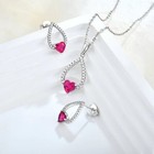 925s Silver Heart Shaped Zircon Pendant Necklace And Earrings Set For Women girl