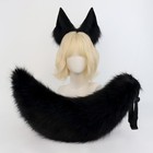 Faux Fur Wolf Ears Headband Furry Dog Tail Set Animal Costume Cosplay Party