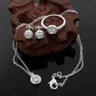 Necklace  Ring   Earrings Jewelry Set - 925 Sterling Silver Elegant Fashion Set
