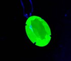 Large Sterling Uranium Glass Necklace Green Pendant Green 925 Silver