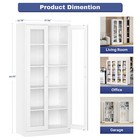 67-inch Display Cabinet Metal Storage Glass Bookcase With 4 Adjustable Shelves