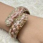 Vintage Confetti Lucite Jewelry Set Pink Shell Clamper Bracelet Clip On Earrings