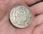 1833-w France Louis Philippe 5 Francs 90  Silver Coin - Light Rainbow Toner