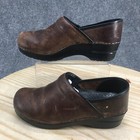 Dansko Shoes Womens 38 Professional Slip On Wedge Comfort Clogs Brown Leather
