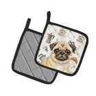 Caroline s Treasures Fawn Pug Coffee Bar Pair Of Potholders Wdk7582pthd