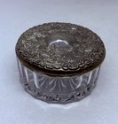 Vintage Silver Plated Vanity Glass Jar Ornate Art Dessign 4    Tabletop Decor 21