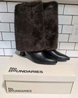 No Boundaries Faux Fur Cuff Heeled Boots Women s Size 10 Black Brown Nwb New