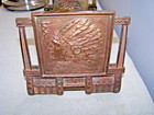 Antique Cast Iron   Brass Indian Chief Book Holder Bookend Adjustable Stand Exc