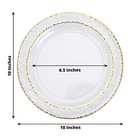 50 Clear 10  Round Salad Plates Hammered Gold Trim Party Events Wedding Supplies