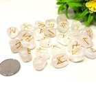 Clear Quartz Rune Set   Hand-carved Crystal Runes For Reiki  Chakra   Divination