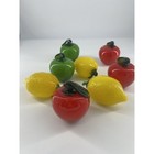 Vintage Murano Style Fruit Art Glass Red Apple Green Bright Yellow Lemons