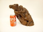 Antique Carved Bamboo Chinese Wood Figure Immortal On Horse Asian Japanese