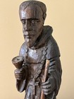 Vintage Hand Carved Wood Folk Art Friar Monk Statue Sculpture Religious