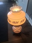 Gwtw White Milk Glass Lamp 3 Way With Blue Flowers