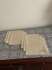 Set Of Six Handmade Brode Main Linen Napkins 16 X 16  Inch Brand New Ecru Beige