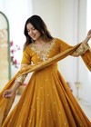 Indian Designer Yellow Faux Georgette Salwar Kameez With Dupatta For Women