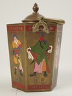 Old Chinese 6 Panels Small Brass Teapot Enameled Figures