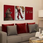 Xlyfvlgf 3pcs Red Fashion Leopard Wall Art Cheetah Wall Decor 16l x12w  Canvas