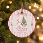 Personalized Baby Girl First Christmas Ornament 2026  Custom Name Pink Christmas